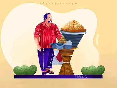 Panipuri man digital illustration indian food traditional villagelife