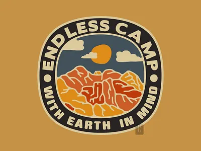 ENDLESS CAMP2 badge campfire camping logo forest hiking illustration mountain mountain logo patch