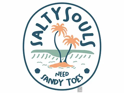 salty souls beach beach badge beach design beach illustration beach party beach patch palmtree badge wave patch waves wavesbadge
