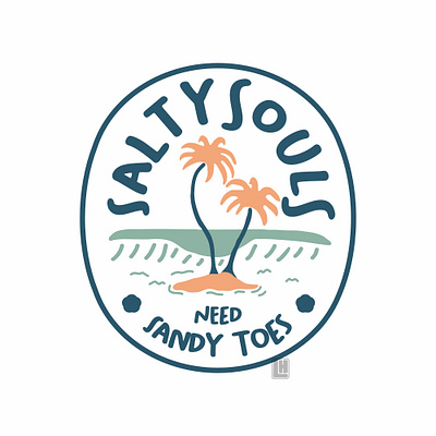 salty souls beach beach badge beach design beach illustration beach party beach patch palmtree badge wave patch waves wavesbadge