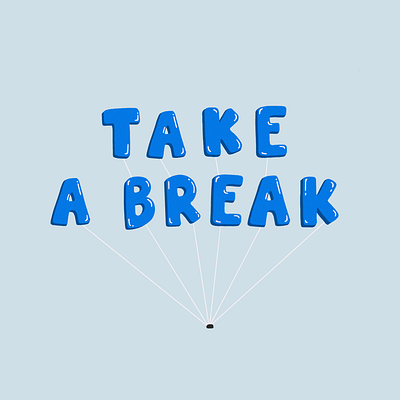 Take A Break balloon blue illustration illustration art mental health procreate vector illustration