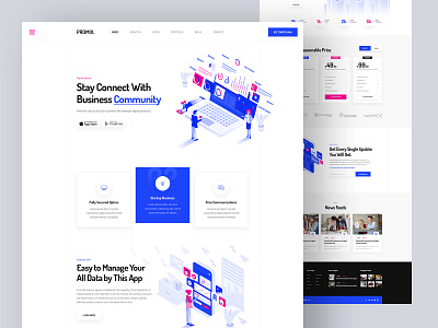 Promix sass app landing website design app app landing business app community counter design footer header landing page landingpage pricing product design promix saas sass ui ui design ux ux design website
