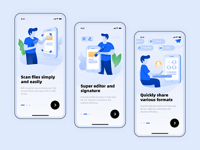 scanner now-Guide pages app blue branding design edit scan typography ui ux 图标