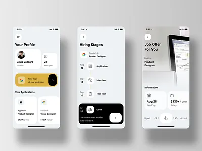 Job profile application design app design illustration ui