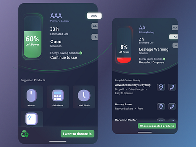 Concept Design | Battery Testing App battery dark dark ui mobile app ui