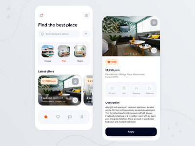 House Rental App accommodation app design flat house houses mobile mvp online purrweb react native real estate realestate rent rental rental app room startup ui ux