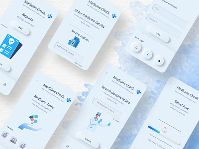 Medicine Check App - Neumorphism UI app art branding design graphic design icon illustration logo typography ux vector web