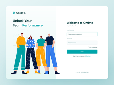 Time Tracking Website - Login Page clean dashboard header illustration landing page login minimalist register team time management time tracker time tracker website time tracking timeline tracking web app web design webdesign website website design