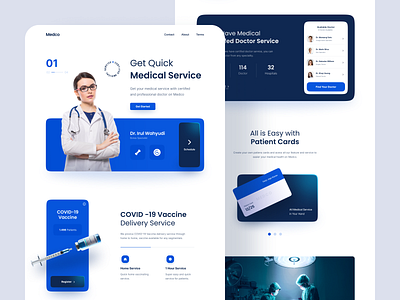 Medco - Medical Service Landing Page blue clean covid19 doctor health landing landing design landing page landing page design landingpage medical ui uiux ux webdesign white