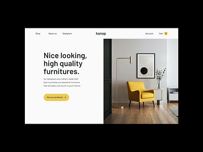 Kanap - High quality furnitures design furnitures hero minimal sofa ui uiux userexperience userinterface ux uxui webdesign yellow