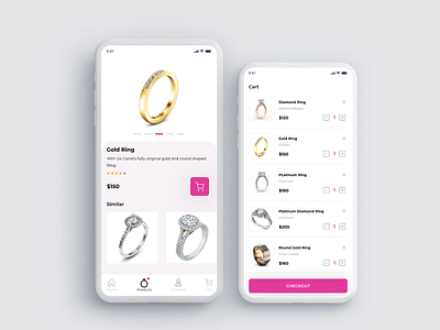 Lady FInger Rings App Screens android app design application ui design ios mobile ui ui ui design ux ux design uxui