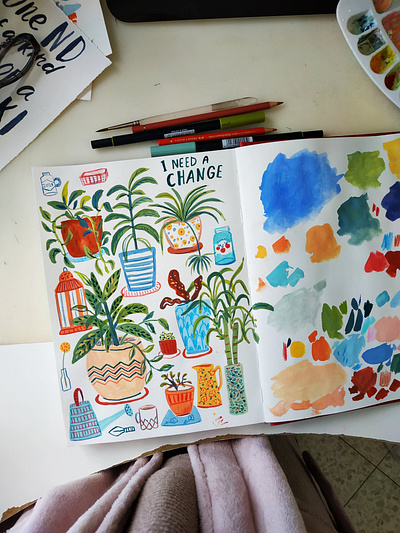 House Plants art drawing flowers gouache hand drawn house plants illustration nature painting plants sketchbook