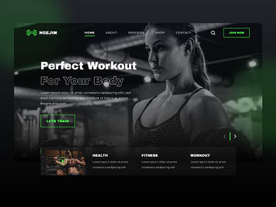 Ngejim - Fitness & Sport Hero Section dark design fitness gym idea inspiration interface landing landing page sport ui ux visual