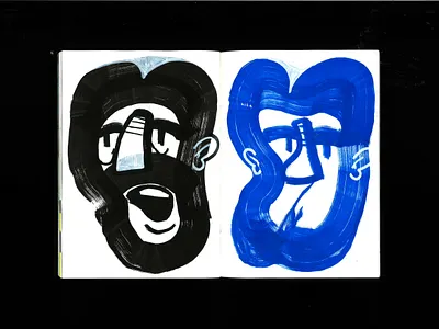 Sketchbook page #05 black blue character drawing dummy illustration ink marker portrait sketch sketchbook wholepage