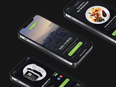 Sticky Mobile - Dark Mode | Mobile Kit & PWA action sheets app design app ui colorful dark app dark landing page dark mode dark theme dark ui ecommerce ecommerce app editorial finance app food app green highlight colors mobile kit photography pwa restaurant app