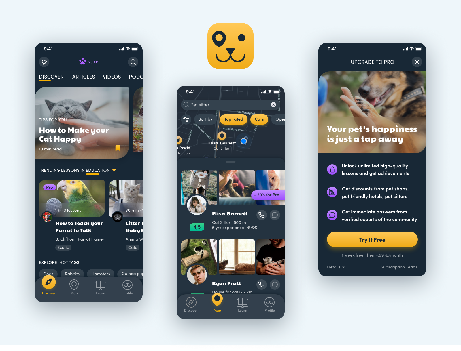 Example of Happety - Pet App  | Designflows 2020 Contest
