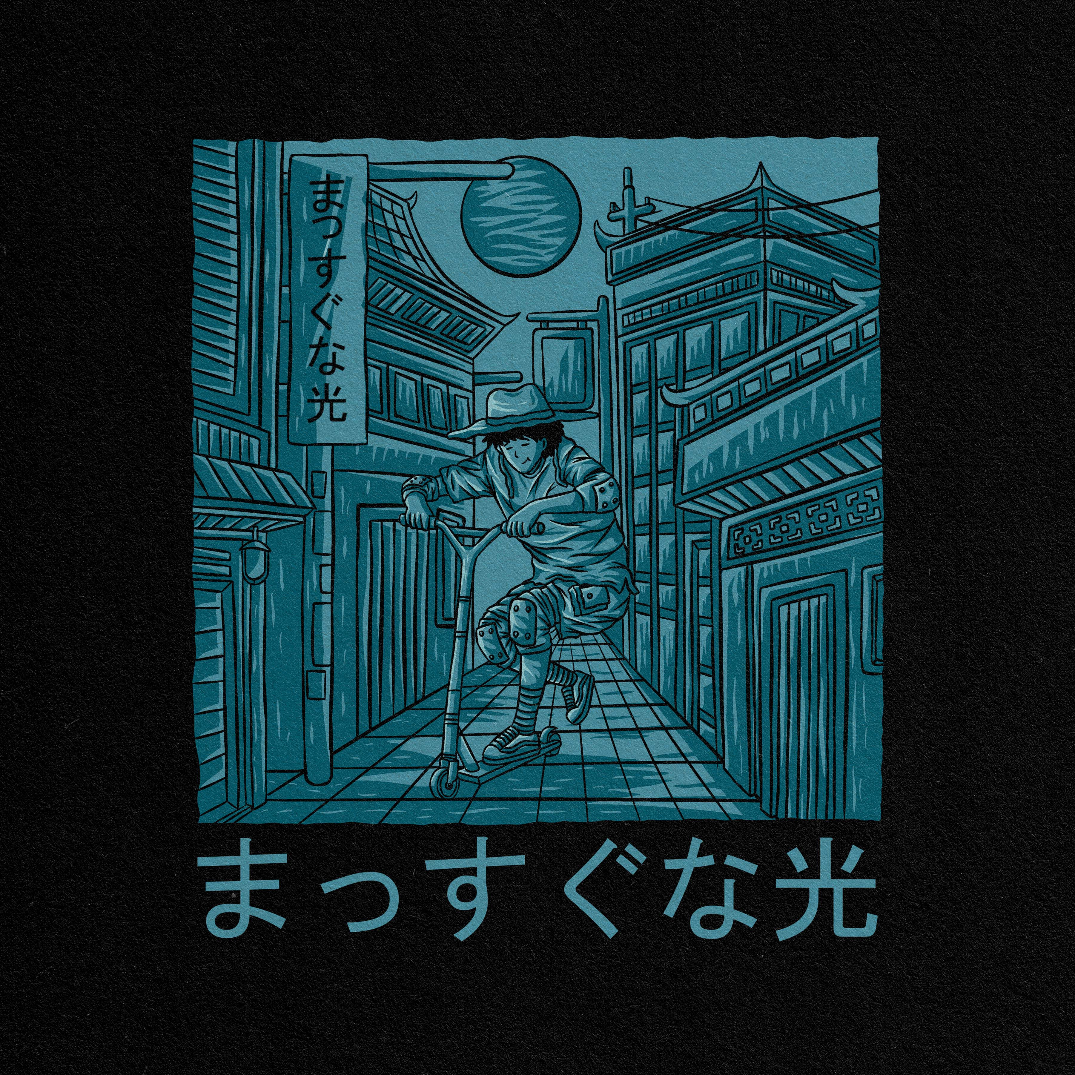 scooter Japanese tee design art badge badge logo design illustration illustrator logo tropical ui vector