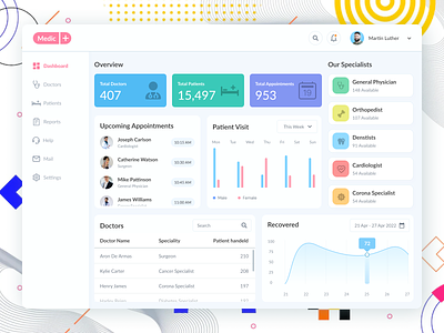 Healthcare CRM application. animation branding cards crm cuberto dashboard design galaxy halolab healthcare illustration kit8 landing page orely template typography ui ui8 unfold ux