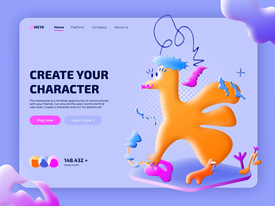 Landing Page | Meta animated animation design desire agency game graphic design hero hero page illustration landing landing page meta metaverse motion motion graphics site ui web web 3.0 website