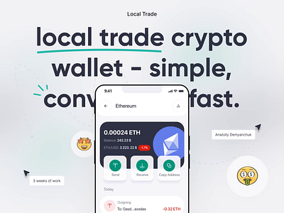 Local Trade Crypto wallet Mobile App animation app app design bitcoin concept crypto crypto app crypto wallet cryptocurrency finance financial app fintech interface mobile mobile app mobile design mobile ui ui ux wallet