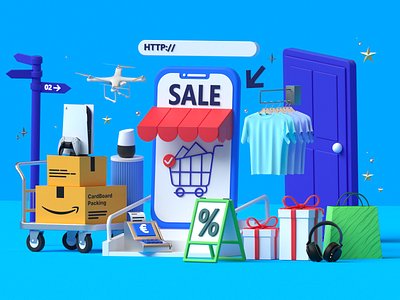 3D Ecommerce Illustration 3d 3dart 3ddesign 3dillustration 3dmodelling 3dtechnology branding c4d cinema4d cloths design eccomerce graphic design icons illustration logo motion graphics phone ui