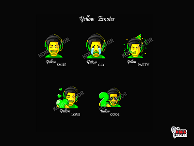 Yellow Twitch Emotes 3d animation branding cartoon design emoji emote emotes graphic design illustration logo motion graphics twitch twitchemote twitchemotes ui
