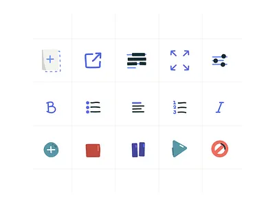 Ravelry icons 2 48px bold icon set iconography illustration illustrator minimal pause play playful stop tools vector