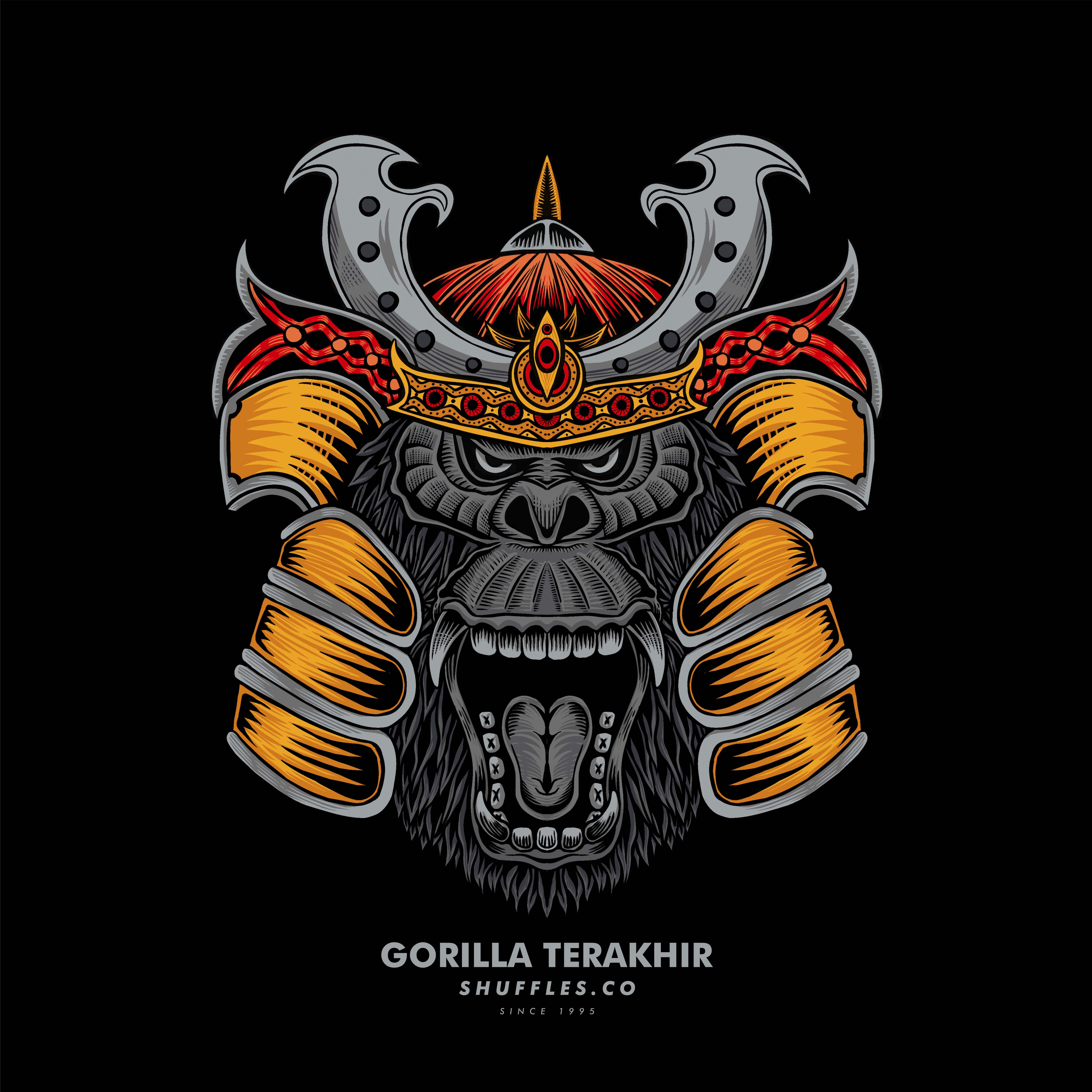 gorilla T-shirt design art badge badge logo design illustration illustrator logo tropical ui vector