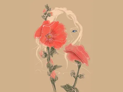 ✨ Women portrait sketch art artwork flowers illustraion painting portrait sketching women