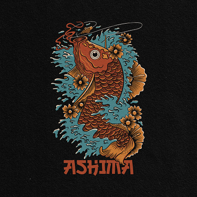 fish Japanese shirt design art badge badge logo design illustration illustrator logo tropical ui vector