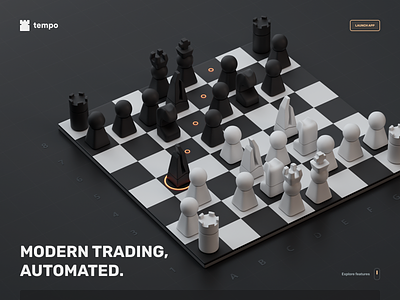 Tempo 3d c4d chess crypto fintech illustration landing page strategy tempo trading