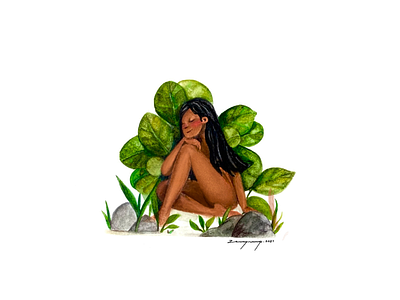 Pureness - Watercolor Illustration character character design characterdesign disney art girl illustration handdrawn illustration ipadprocreate leaves nature art nature illustration nude nudeart pattern plant illustration pocahontas procreate watercolor watercolor art watercolor painting