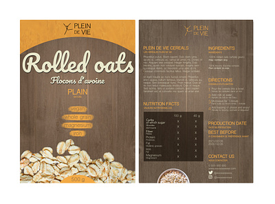 Plein De Vie plain oats avoine brand branding breakfast design design graphique designer graphique designer portfolio food food package food packaging food packaging design graphic design graphic designer healthy logo logo design oats package packaging