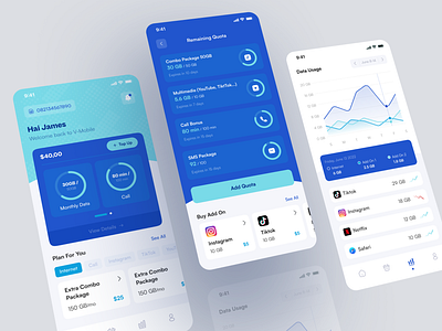 V-Mobile - Internet Provider App Exploration app design clean internet internet provider mobile mobile app mobile app design mobile internet mobile ui sim card ui uidesign uidesigner uiux uiuxdesign userinterface