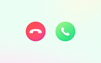 Skeuomorphic Buttons app big sur button button design call accept call button call end calls design gradient green minimal phone red saas shadow start call ucaas ui web