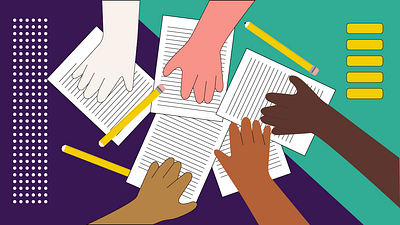 Helping hands collaboration drawing illustration