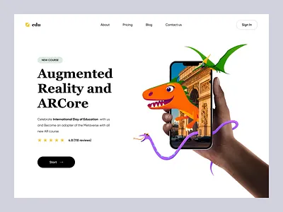 Edu - Landing Page Design for AR Courses animation ar ar design ar technologies augmentet reality colors education interaction motion motion design motion graphics online education ui
