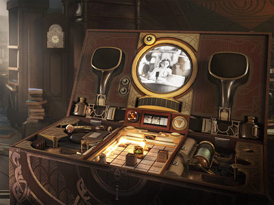 Lumen Puzzle Box 3d game art art nouveau art noveau attic dusty game art game design intricate light lights lumen magic mechanical mechanism mirrors mysterious old puzzle box sepia steampunk