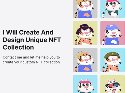 Custom NFT collection 2d animal nft character illustration custom nft custom nft collection illustration nft art nft collection nft design nft gig nft illustrator nft layers nft marketplace nfts tif tiger nft