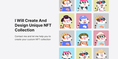 Custom NFT collection 2d animal nft character illustration custom nft custom nft collection illustration nft art nft collection nft design nft gig nft illustrator nft layers nft marketplace nfts tif tiger nft