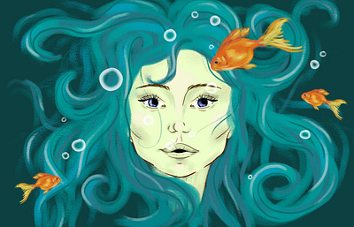 Mermaid adobe illustrator adobe photoshop blue decoration design face fish fishes gold fish illustration mermaid mermaids oceanlife underwater vector