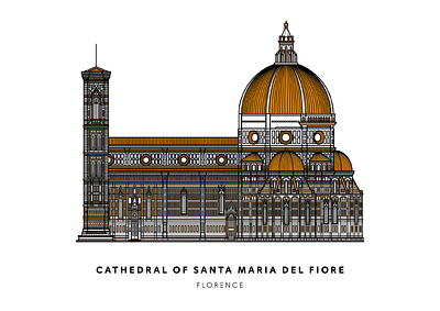 Cathedral of Santa Maria del Fiore in Florence, Italy architecture design florence illustration italy landmark landmarks minimal