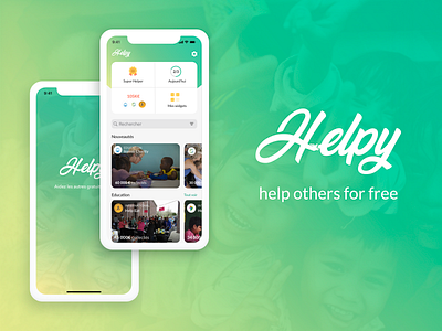 Helpy app apple design illustration ios mobile app ui uiux ux volunteering webdesign