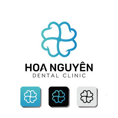 Hoa Nguyen Logo Design art blue logo branding dental logo dentallogo design flower logo illustration logo