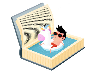 Holiday reading dip book kid pool reading unicorn