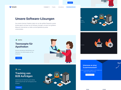 Solutions Landing Page agency blue clean design illustration modern product simple solutions web web design webdesign website