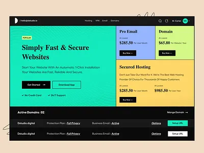 Web_UI clean design domain feature header hosting landing page product design profile search services typography ui ui ux user experience ux web web ui website