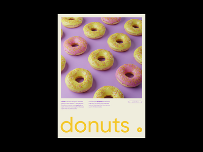 Donuts Poster design 3d 3d modeling donut donut day donuts graphic graphic design illustration poster poster a day poster art poster design sweet typo typogaphy