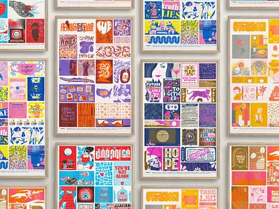 COGRID cogrid cogrid 19 color design illustration lettering poster print risograph typography