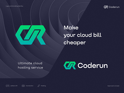 Coderun Logo Design blockchain branding cloud code deploy gradient hosting identity lettering logo saas software
